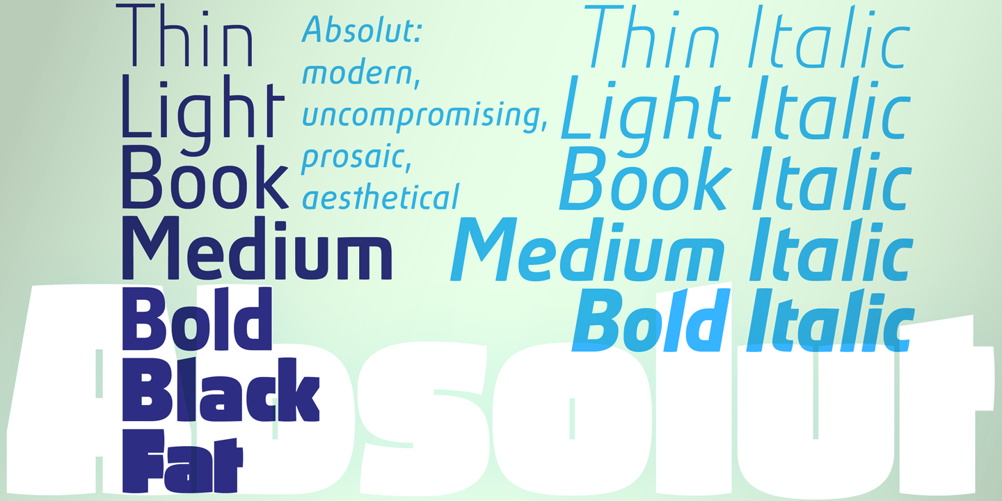 Przykład czcionki Absolut Pro Light Italic